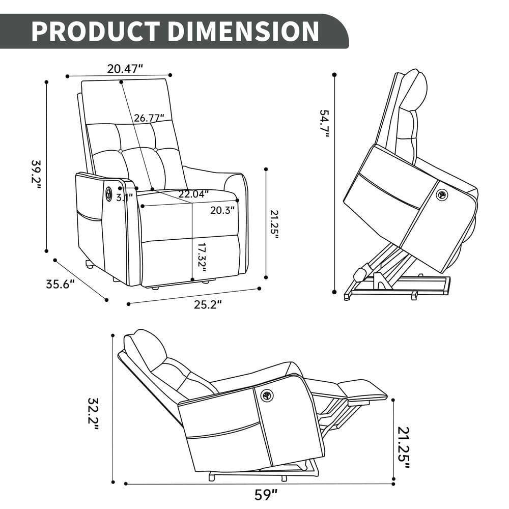 PRODUCT DIMENSION

- 20.47"
- 39.2"
- 35.6"
- 26.77"
- 22.04"
- 20.3"
- 17.32"
- 21.25"
- 54.7"
- 25.2"
- 32.2"
- 59"
- 21.25"