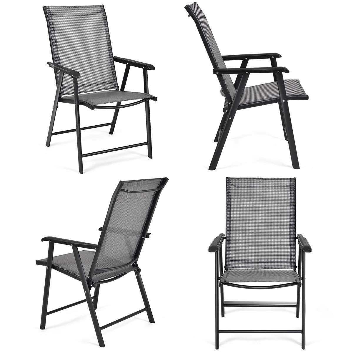 Alt View 4. JETRANSPORT - Set Of 4 Folding Patio Chairs Outdoor Portable Dining For Garden Camping Poolside Beach Deck Lawn 4-pack - Grey 1 Count Pack of 4.