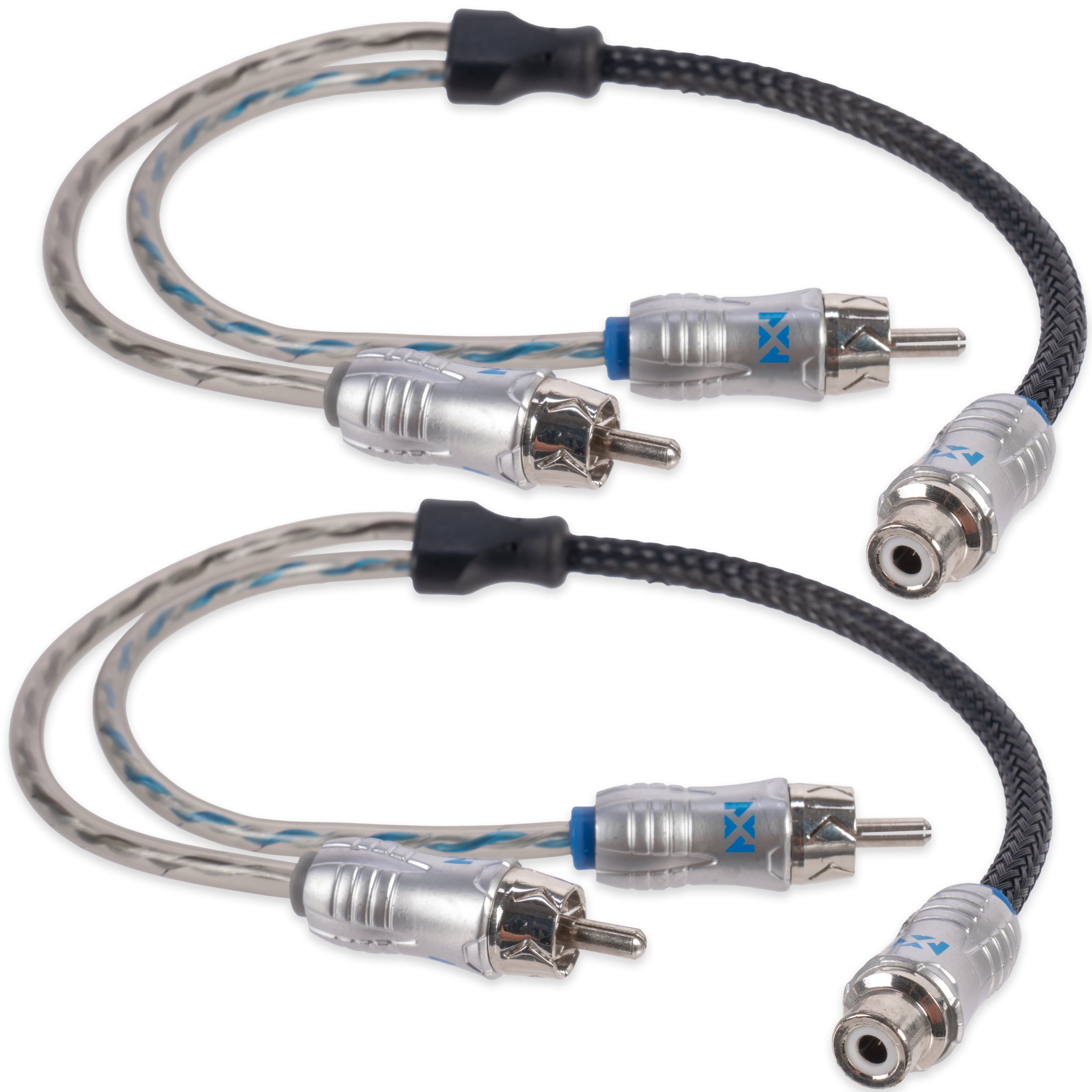 NVX - XIX2M Oxygen Free Copper 1 Female to 2 Male Y-Adapter Double Twisted Pair X-Series Car Audio RCA Audio Cable (2-Pack)