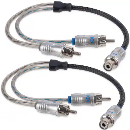 Front. NVX - XIX2M Oxygen Free Copper 1 Female to 2 Male Y-Adapter Double Twisted Pair X-Series Car Audio RCA Audio Cable (2-Pack).