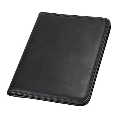 Front. Samsill - Samsill Professional Vinyl Padfolio with Writing Pad, Black - Black.