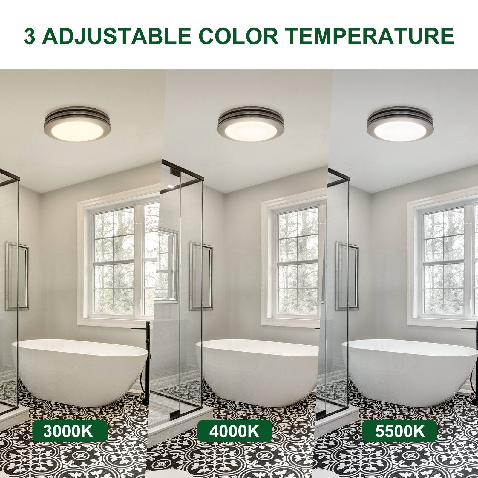 3 Adjustable Color Temperature

3000K 4000K 5500K