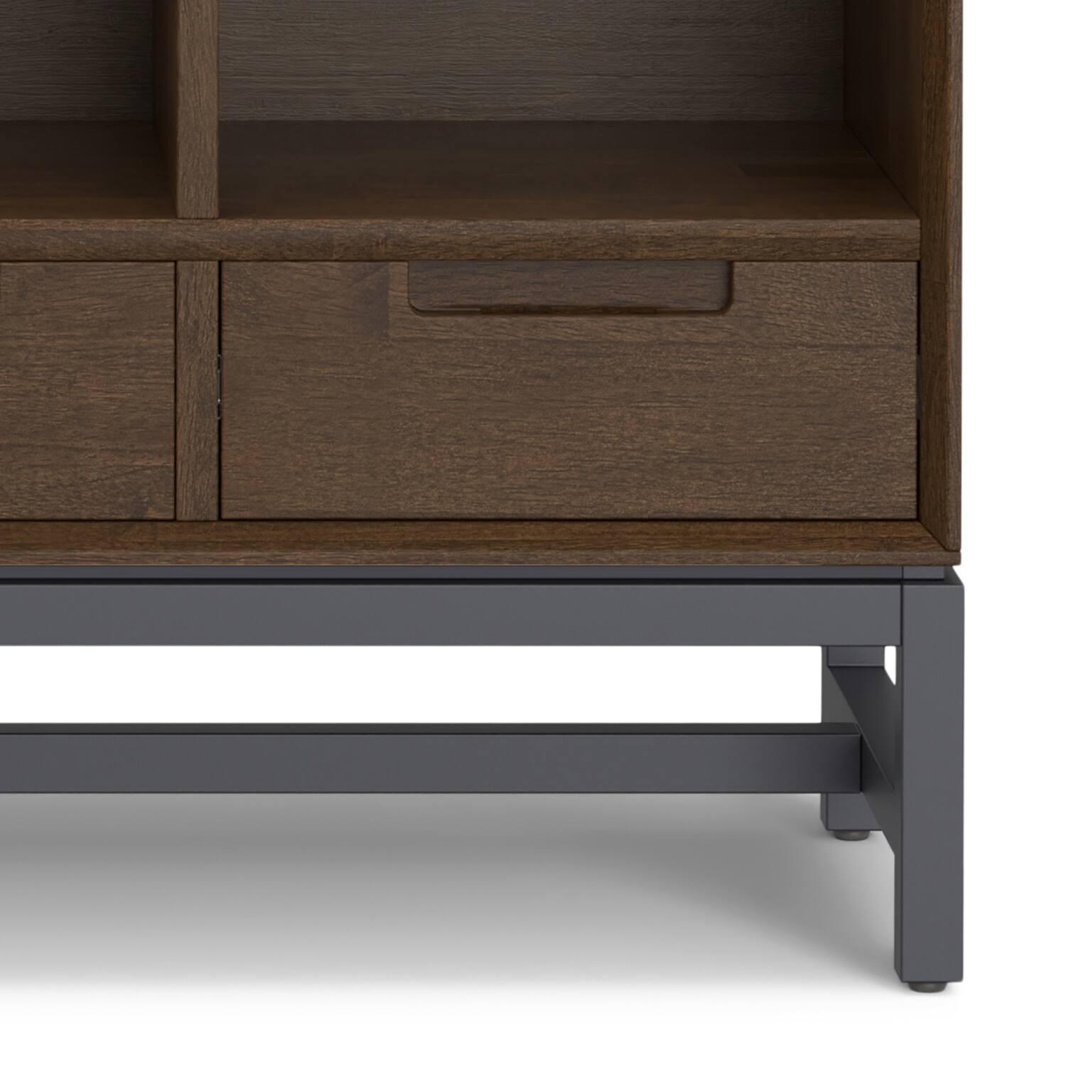 Alt View 4. Simpli Home - Banting SOLID HARDWOOD 58 inch x 42 inch Modern Industrial 9 Cube Bookcase with Drawers in Walnut Brown - Walnut Brown.