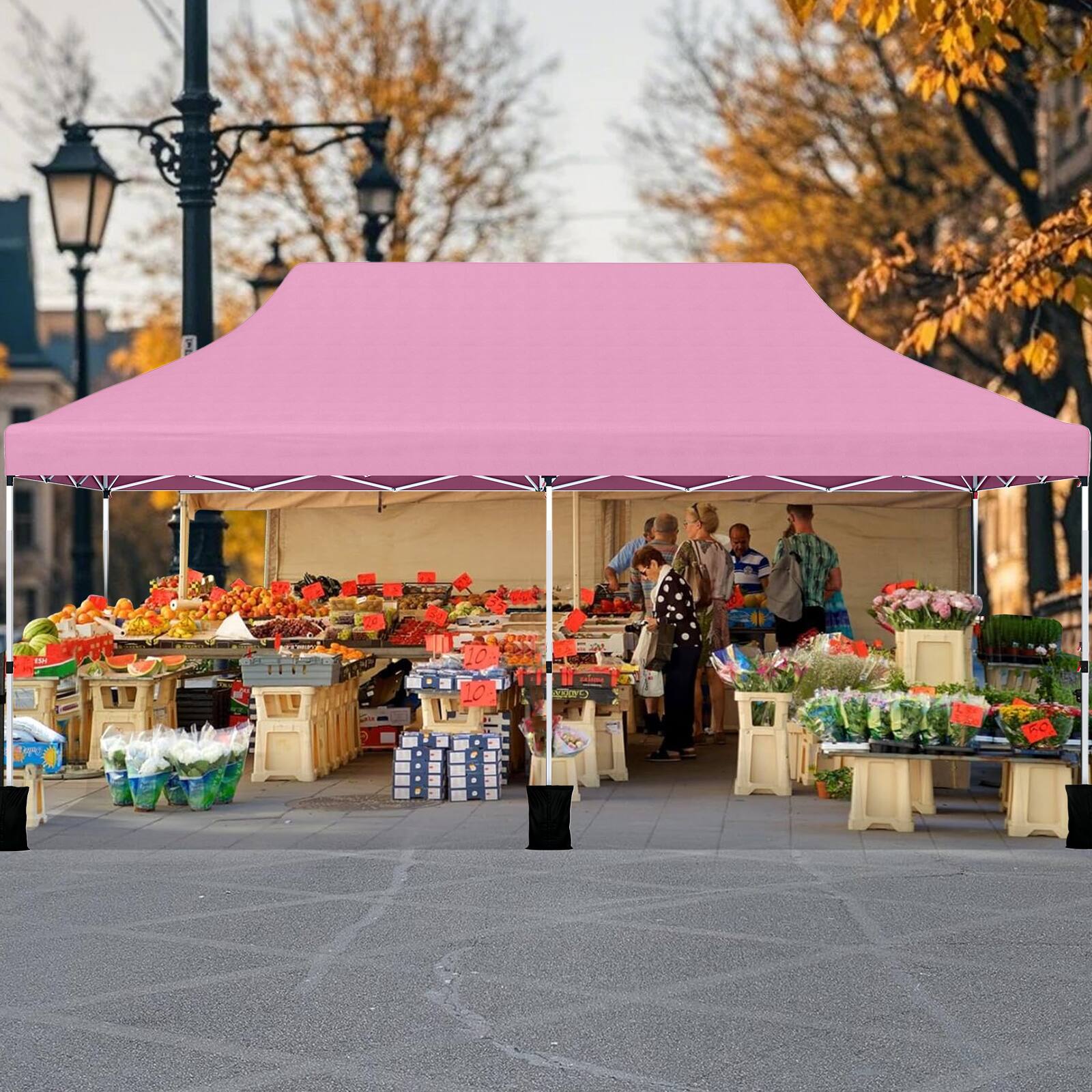 Alt View 3. Costway - Costway 10 x 20FT Pop-up Canopy Tent Folding Instant Sun Shelter with 3 Adjustable Heights - Pink.