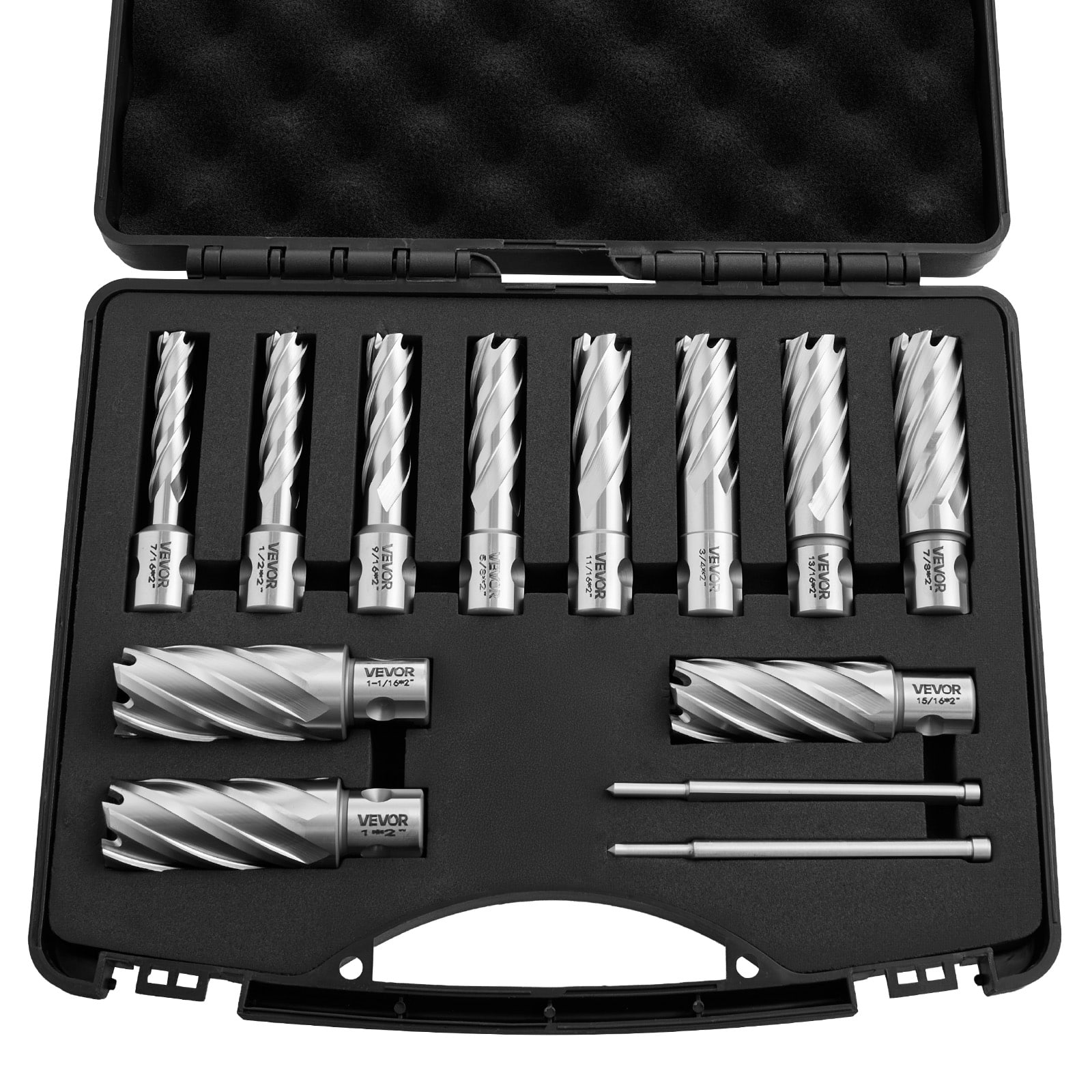 "VEVOR - Annular Cutter Set, 13 pcs Universal Shank Mag Drill Bits Kit, 2"" Cutting Depth, 7/16"" to 1-1/16"" Cutting Diameter, HSS - Silver + Black" price history on PriceWatchPro