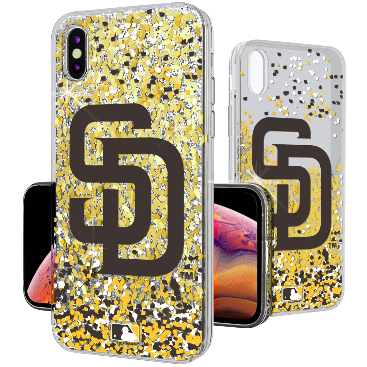 Keyscaper - MLB - San Diego Padres Glitter Confetti iPhone Case - 13 Pro - Multicolor