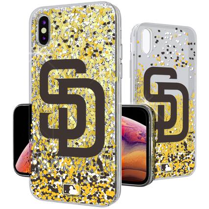 Front. Keyscaper - San Diego Padres Glitter Confetti iPhone Case - 13 Pro - Multicolor.
