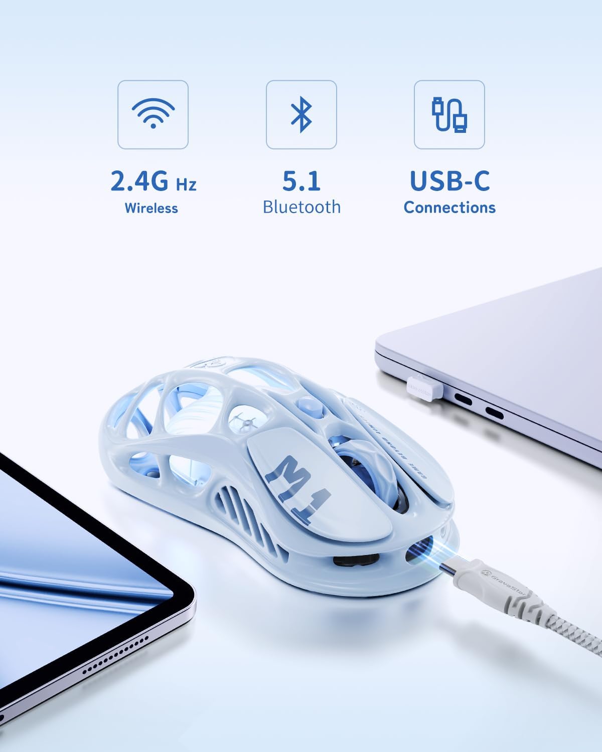 2.4G Hz Wireless 5.1 Bluetooth USB-C Connections