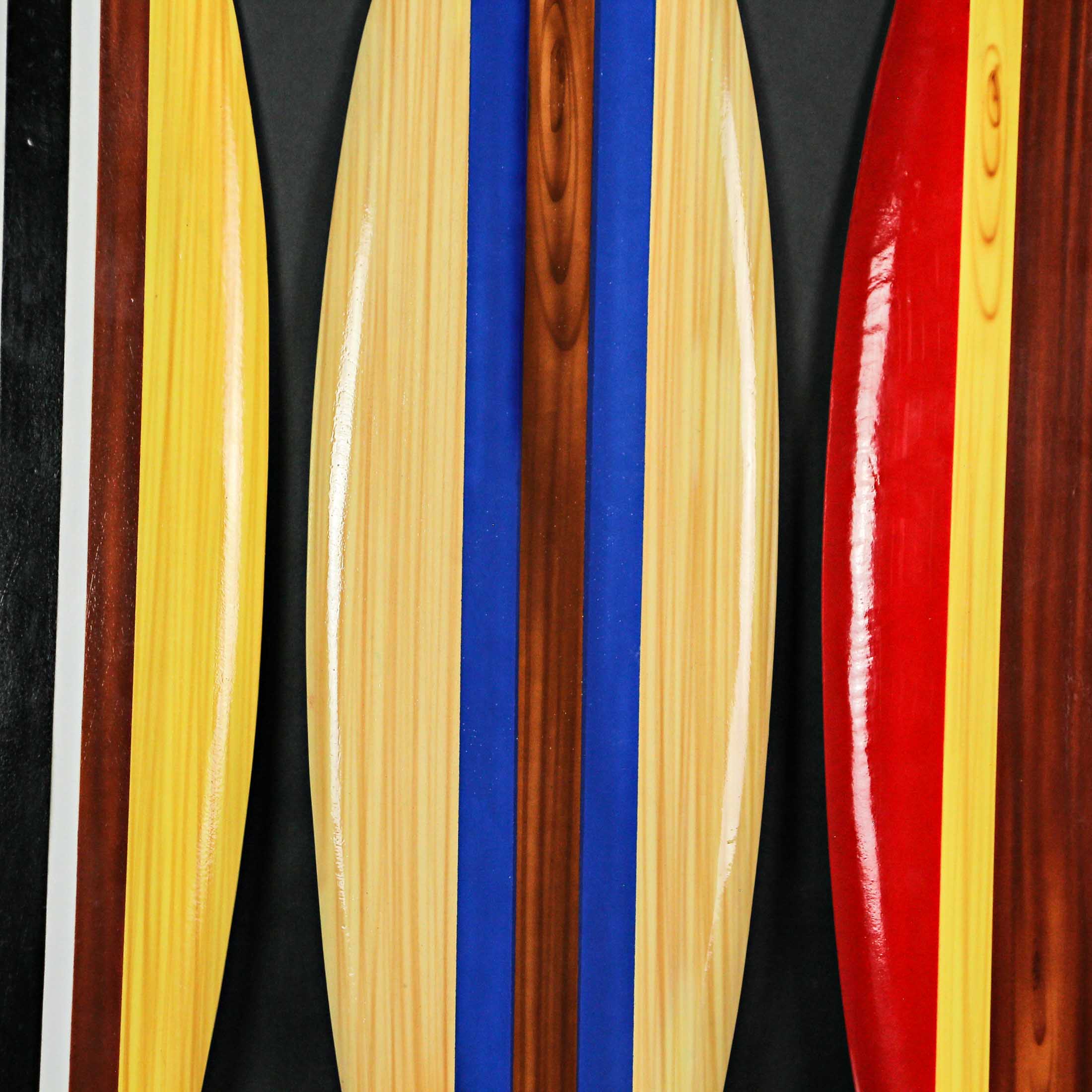 Alt View 4. Zeckos - Set of 3 Wooden Striped Surfboard Wall Hangings 32 Inches Long - Multicolored.