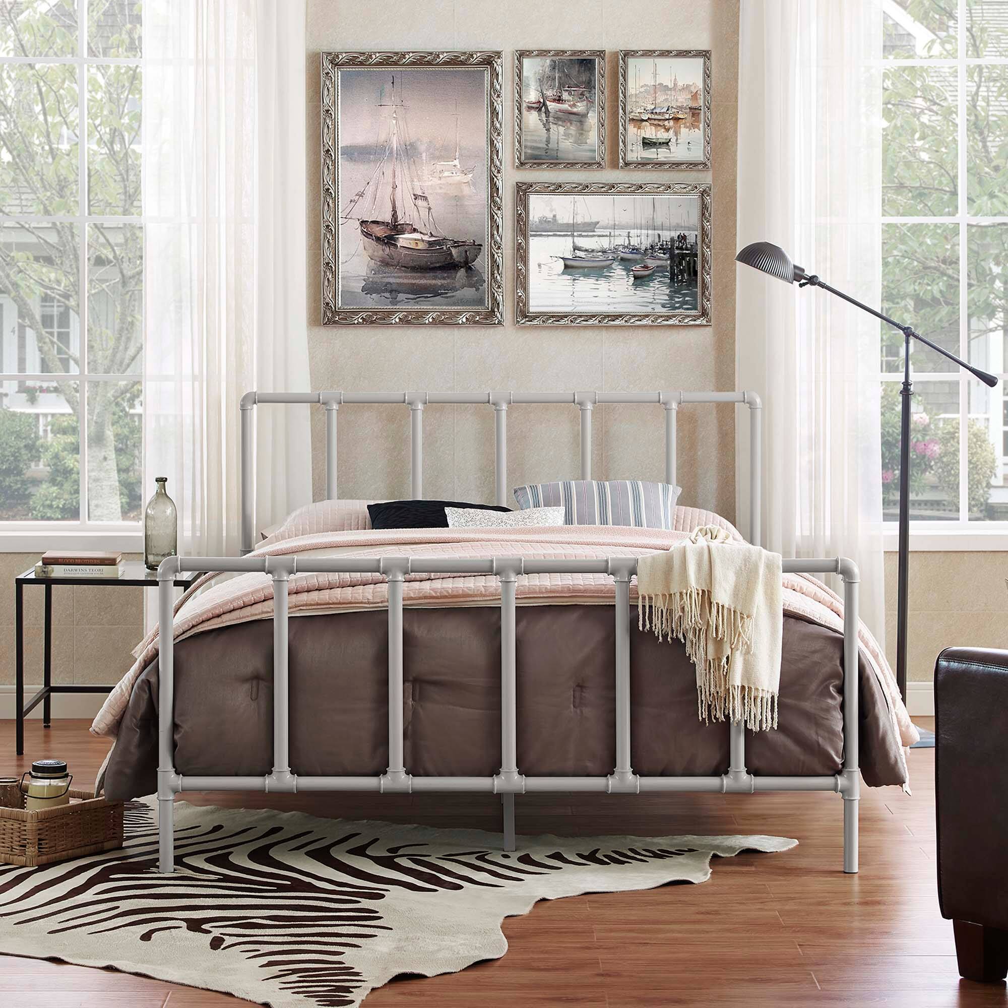 Alt View 2. Modway - Dower Stainless Steel Queen Bed - White.