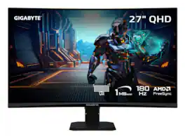 GIGABYTE - 27 inch QHD 2K 1440P 180Hz Curved Gaming Computer Monitor 122% sRGB GS27QCA - Black