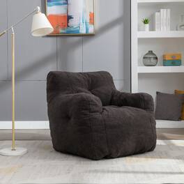 GOODSILO - Luxury Plush Bean Bag Chair with Ergonomic Support - Soft Teddy Fabric and Memory Foam Filling for Ultimate Comfort - Dark Gray