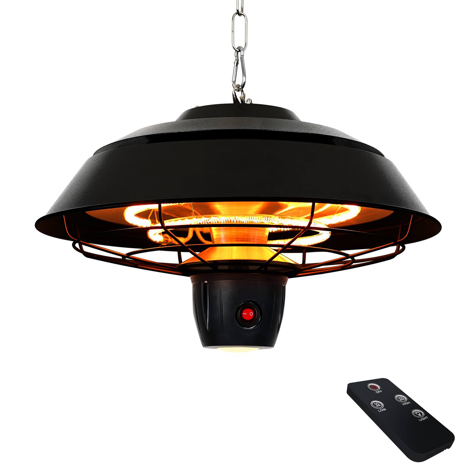 ZACHVO - Electric Hanging Patio Heater With Led Light - Black