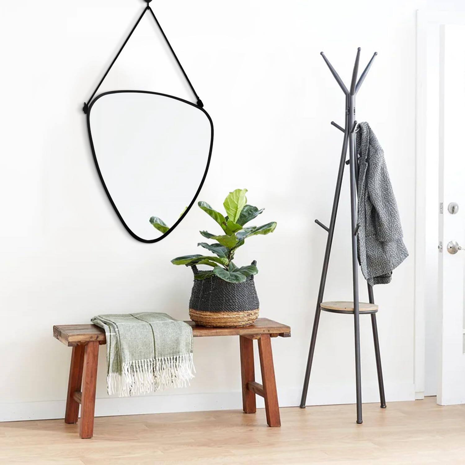 Alt View 2. Dazzling Pops - Asymmetrical Hanging Mirror Irregular Modern Frame For Wall Artistic Triangle Living Room Bedroom Entryway - Black-triangle.