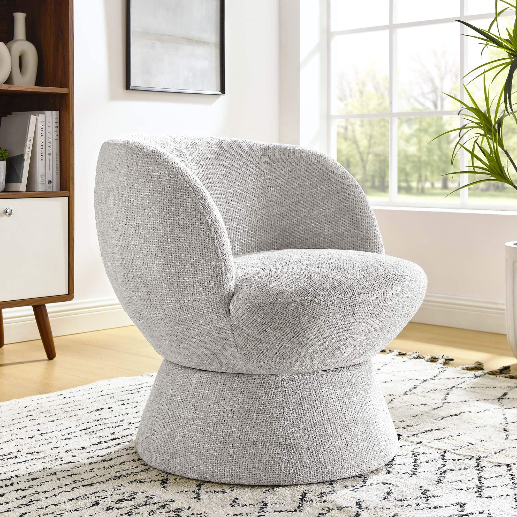 Vesta Chenille Fabric Upholstered Swivel Chair by Modway - Dove Gray