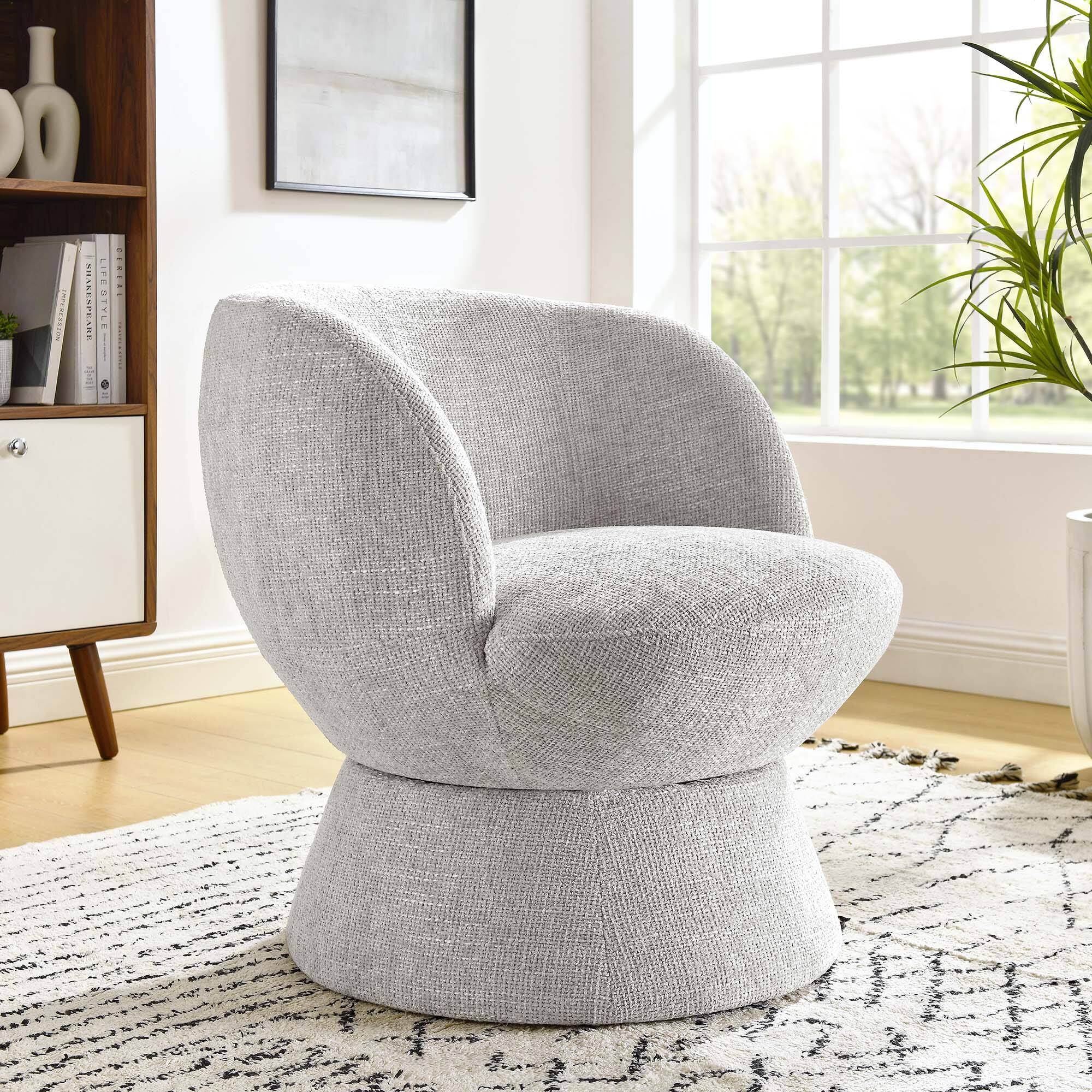 Vesta Chenille Fabric Upholstered Swivel Chair by Modway - Dove Gray