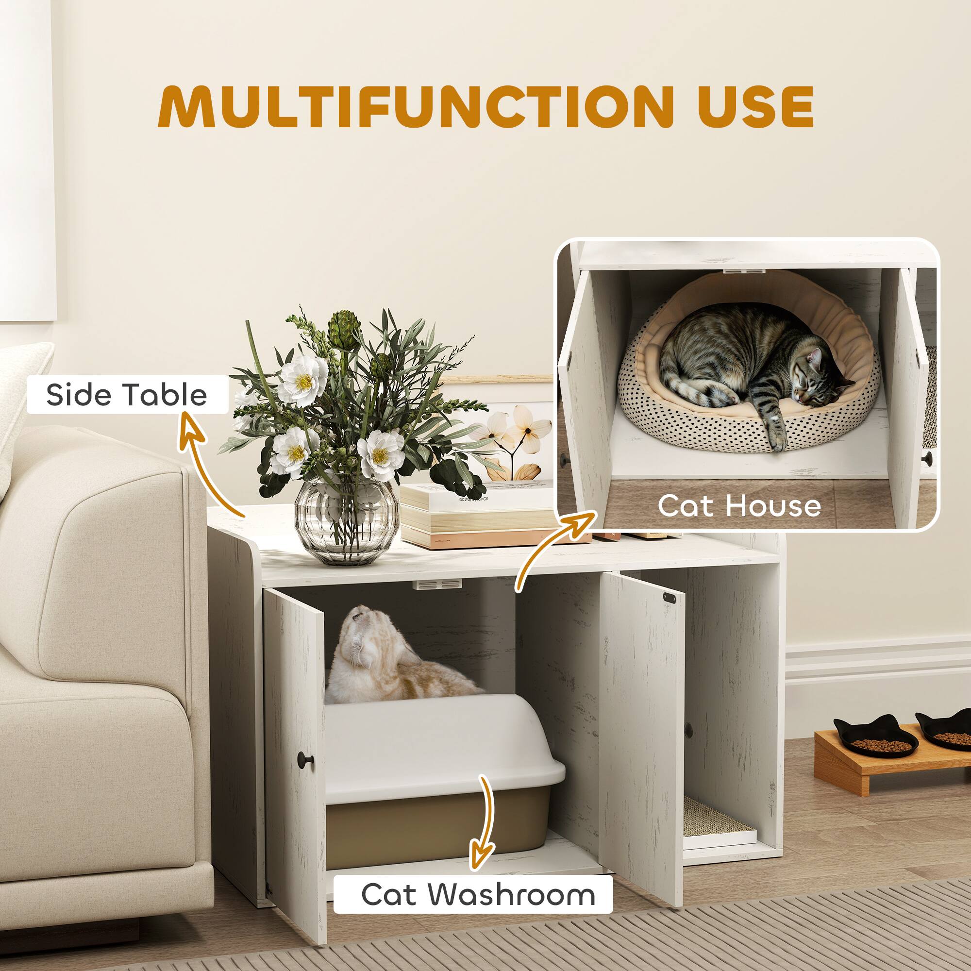 MULTIFUNCTION USE

Side Table

Cat House

Cat Washroom