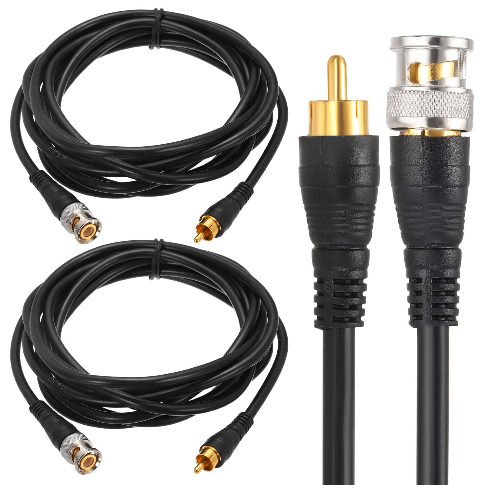 Unique Bargains - BNC Male to RCA Male Coaxial Cable 10FT 75-Ohm Camera Cable Cord for DVR CCTV Security System Monitor Video (2pcs) - Black