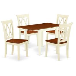 East West Furniture - Dining Room Set Buttermilk & Cherry - Brown