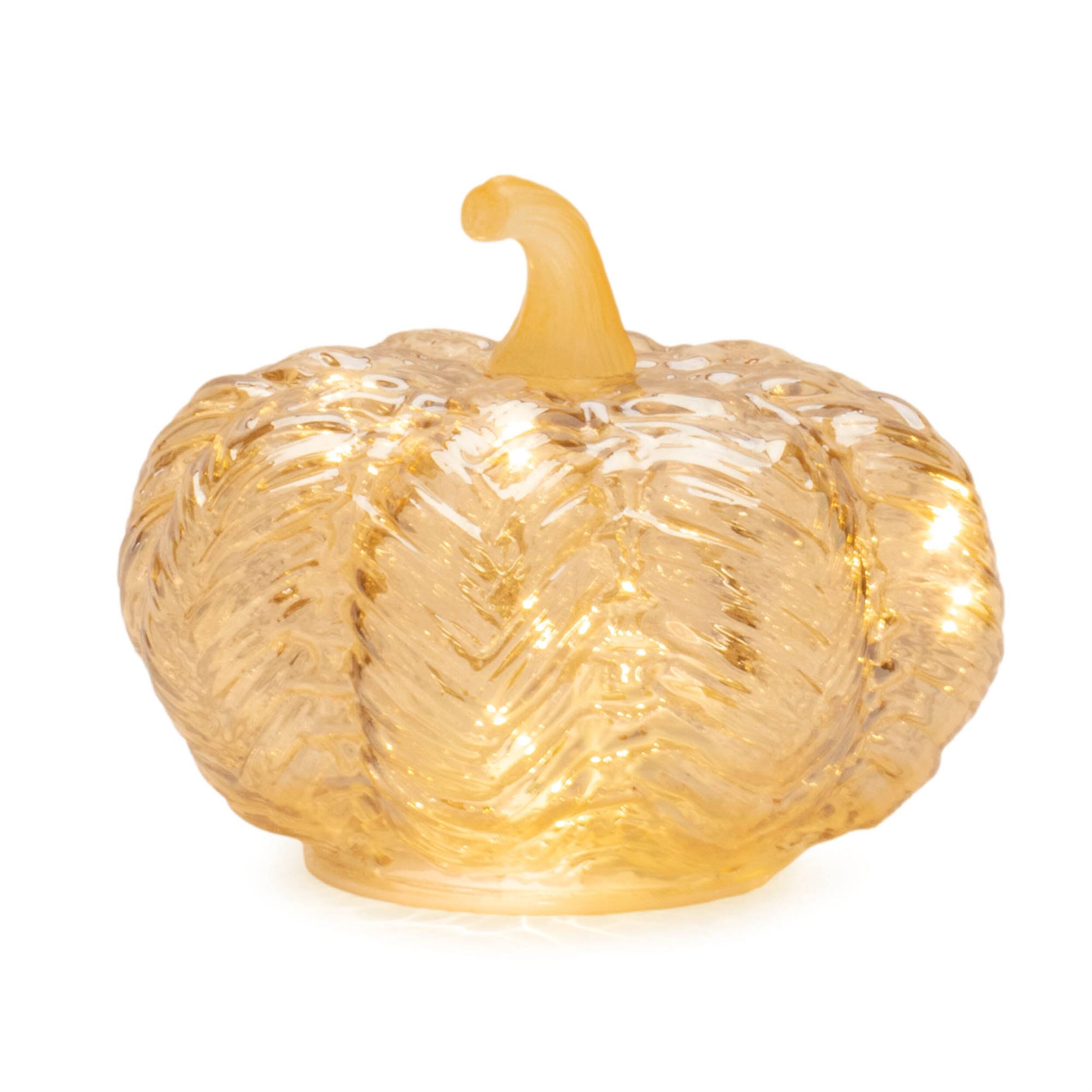 Alt View 1. BreeBe - LED Mercury Glass Pumpkin Decor (Set of 3) - Beige.