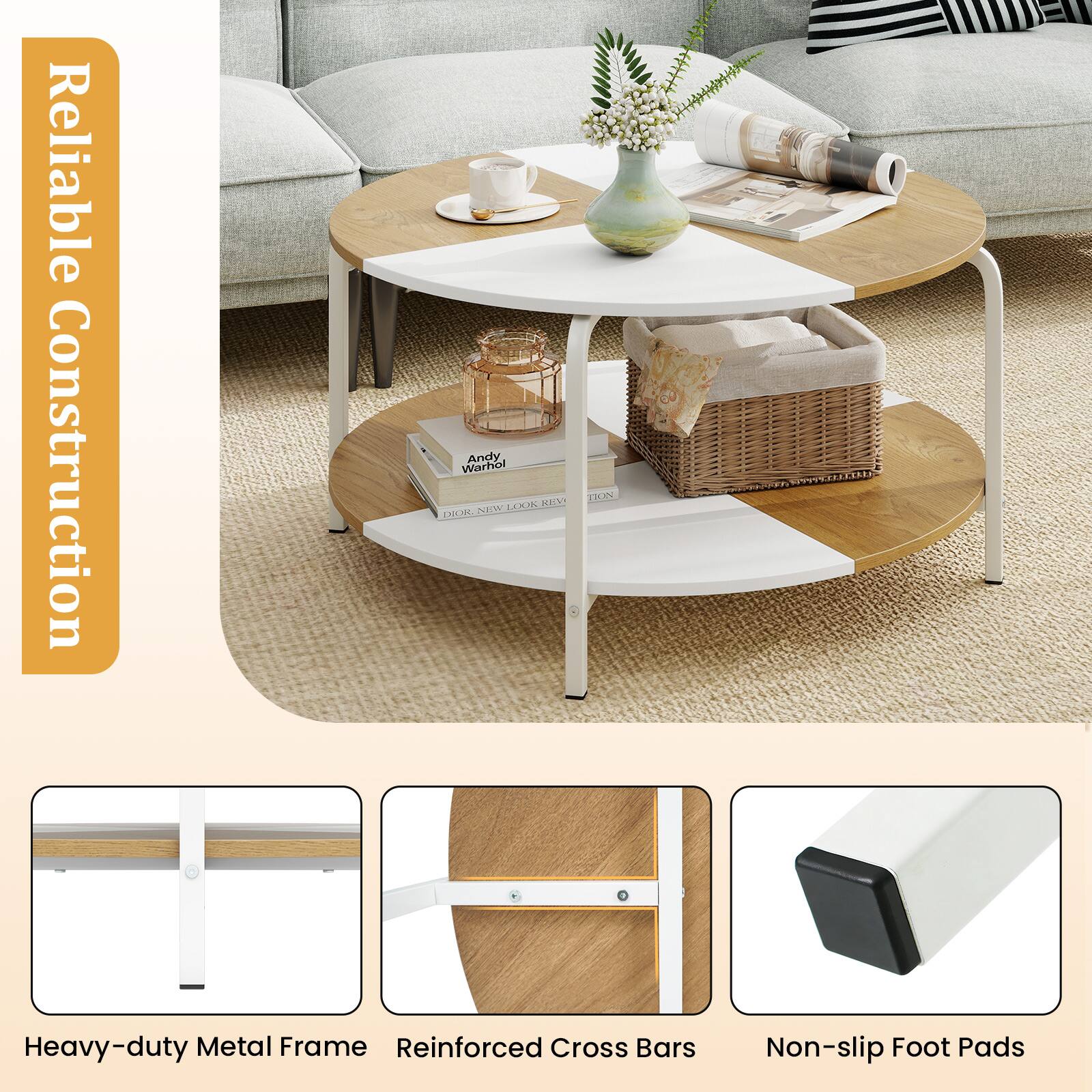 Reliable Construction

Heavy-duty Metal Frame  
Reinforced Cross Bars  
Non-slip Foot Pads