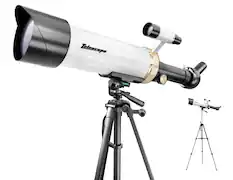 Front. Universalfun - Universalfun 70mm HD Refractor Telescope for Kids & Beginners with Tripod, 3 Eyepieces, Phone Adapter, Ages 8+, White - White.