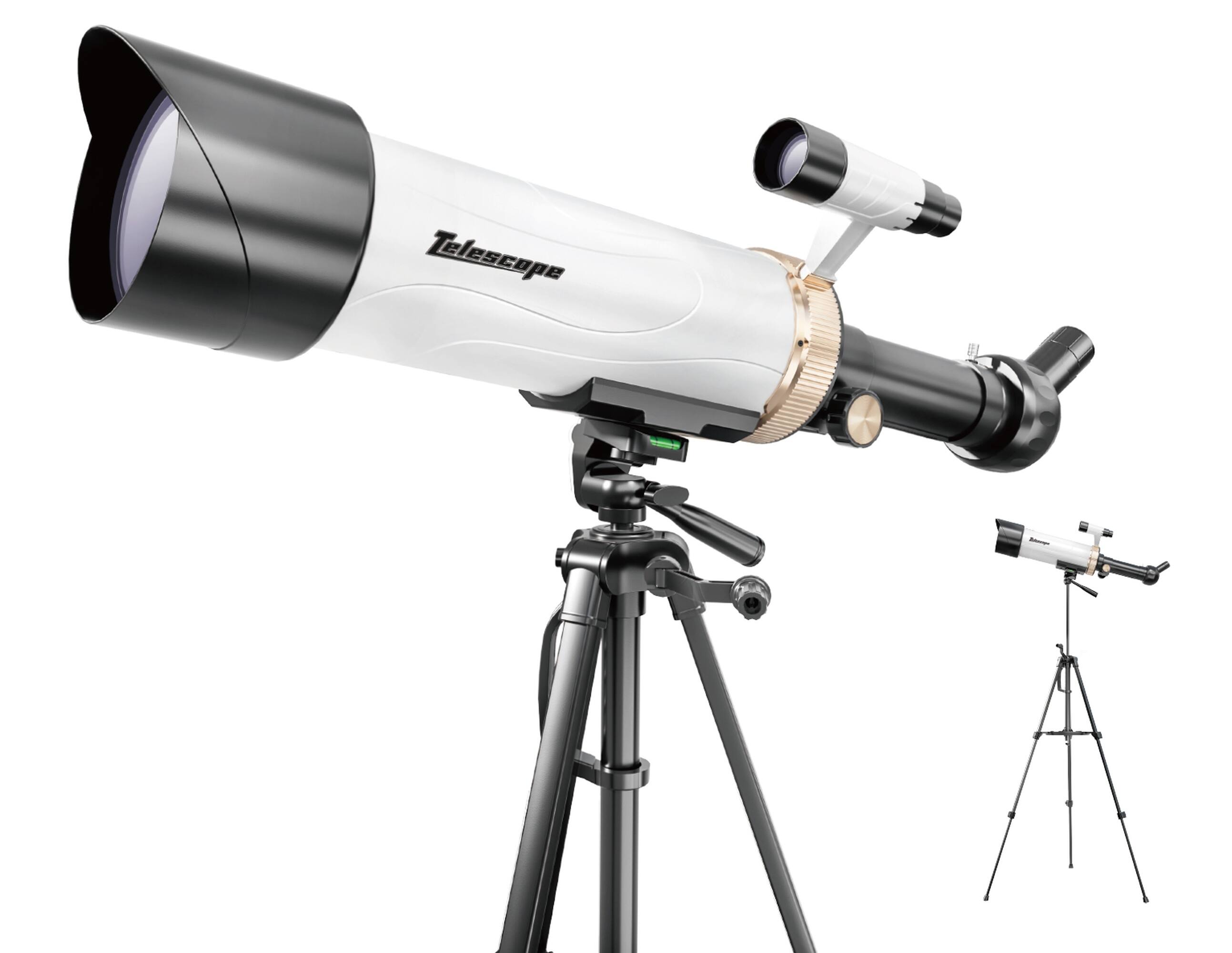 Front. Universalfun - Universalfun 70mm HD Refractor Telescope for Kids & Beginners with Tripod, 3 Eyepieces, Phone Adapter, Ages 8+, White - White.