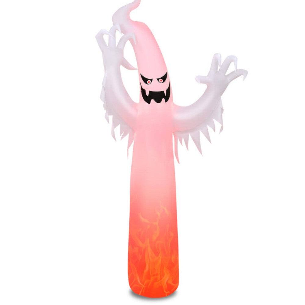 Front. Boyel Living - 12FT Halloween Inflatable Ghost with Multi-Color Flame Light - White.