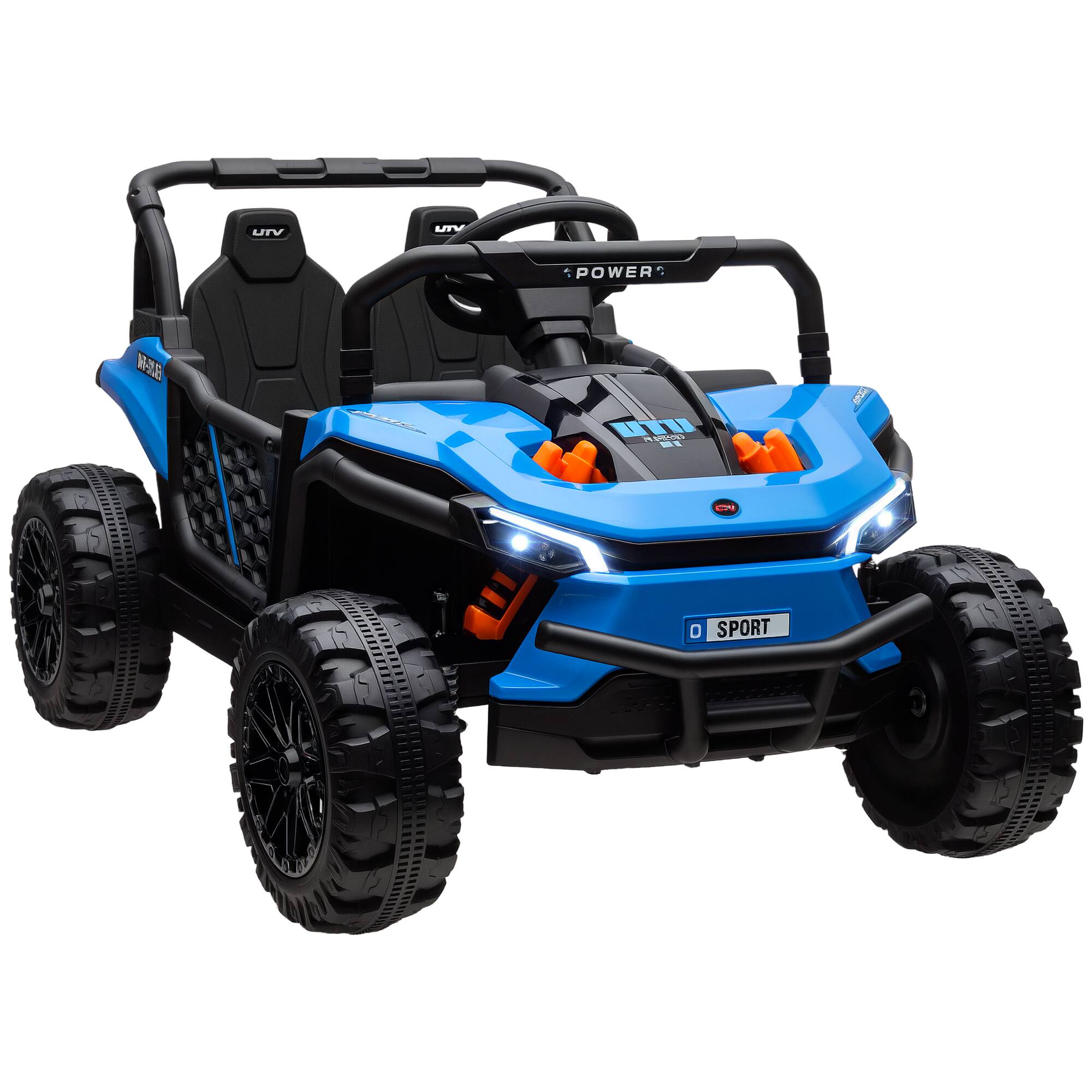 Qaba - 12V Kids UTV, Battery Powered Ride on Truck, 3.7MPH Off-Road Car with Remote, 4-Wheel Suspension, LED Lights, 3 Speeds