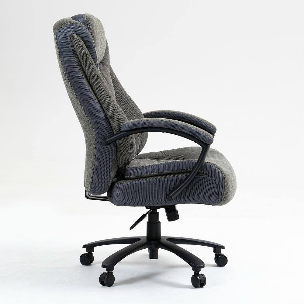 Angle. Kadyn - High Back Executive Office Chair, Linen-Feel Fabric, 4-Level Gas Lift, Ergonomic S-Curve Support, Black Gray - Gray.