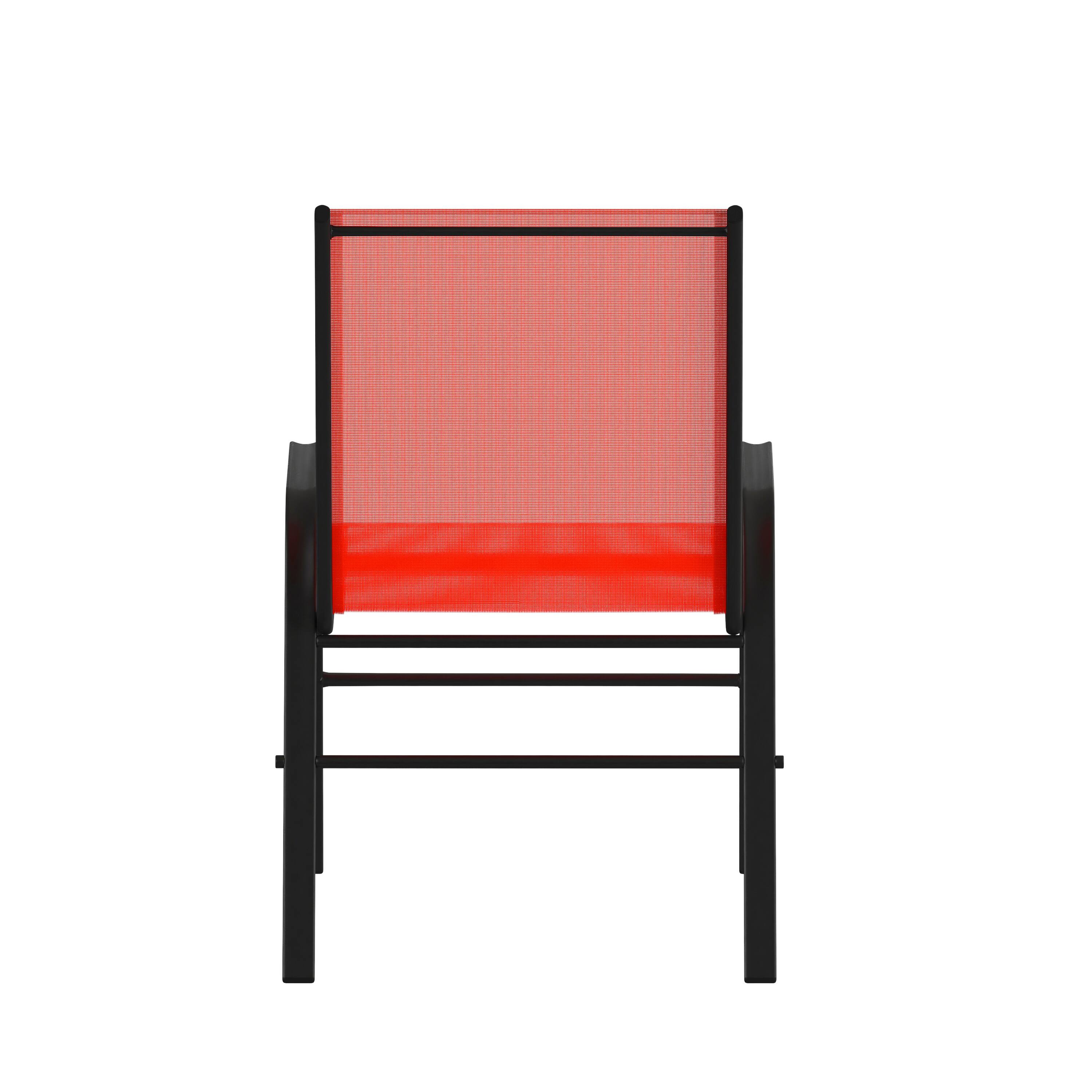Alt View 8. Emma + Oliver - 4 Pack Outdoor Stack Chair with Flex Comfort Material - Patio Stack Chair - Red.