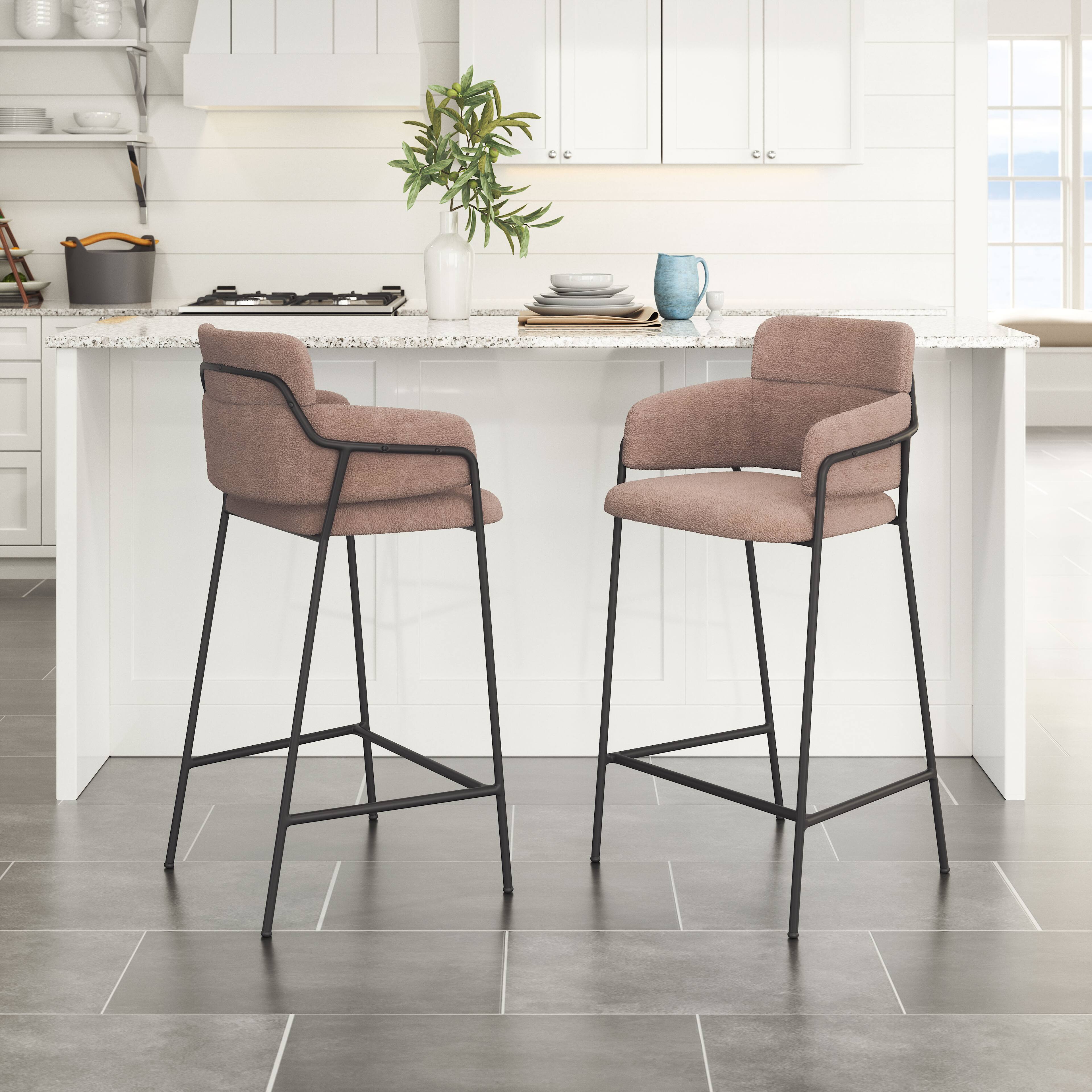 Angle. Hivvago - Marcel Counter Stool (Set of 2) Brown - Brown.