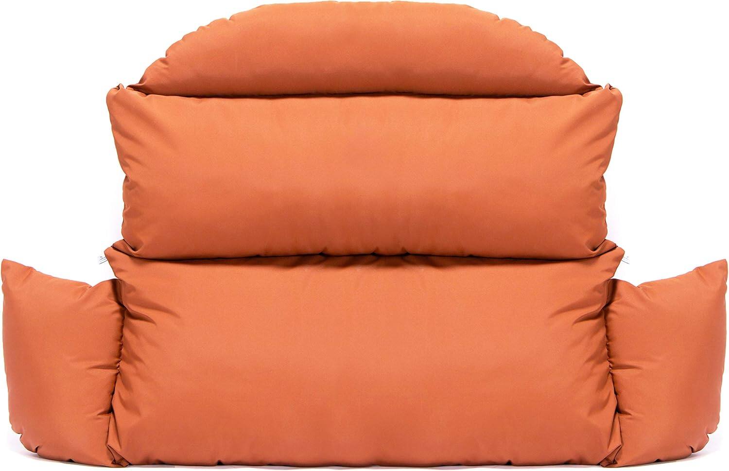 Angle. LeisureMod - LeisureMod 2-Person Swing Chair Cushion, Plush Oxford Fabric, Weather-Resistant Hanging Egg Chair Replacement - Orange.