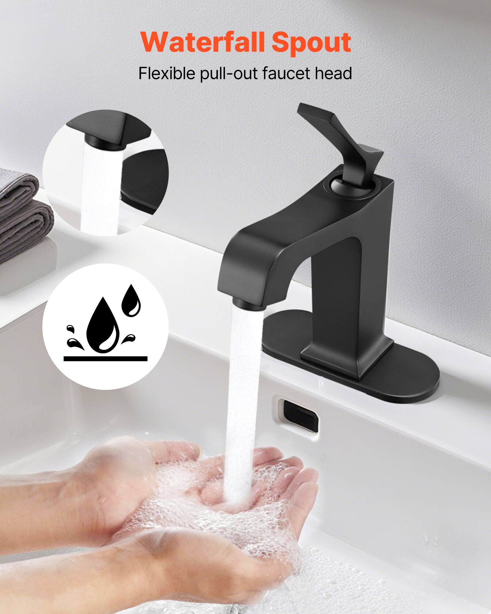 Waterfall Spout  
Flexible pull-out faucet head