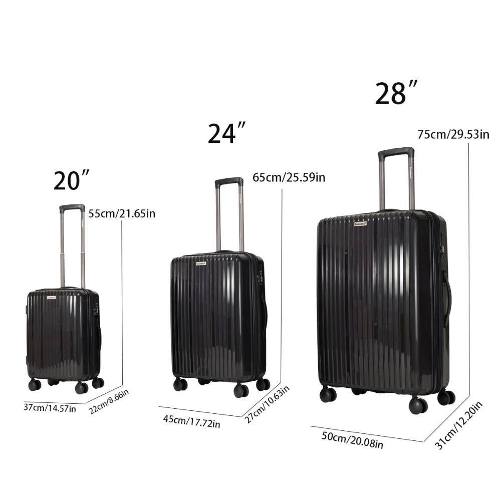 20"  
55cm/21.65in  
37cm/14.57in  
22cm/8.66in  

24"  
65cm/25.59in  
45cm/17.72in  
27cm/10.63in  

28"  
75cm/29.53in  
50cm/20.08in  
31cm/12.20in