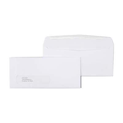 Front. Staples - Staples #10 Left‑Window Recycled Business Envelopes, White, Gummed Closure, Eco‑Friendly Mailing Envelopes, 500/Box - White Wove.