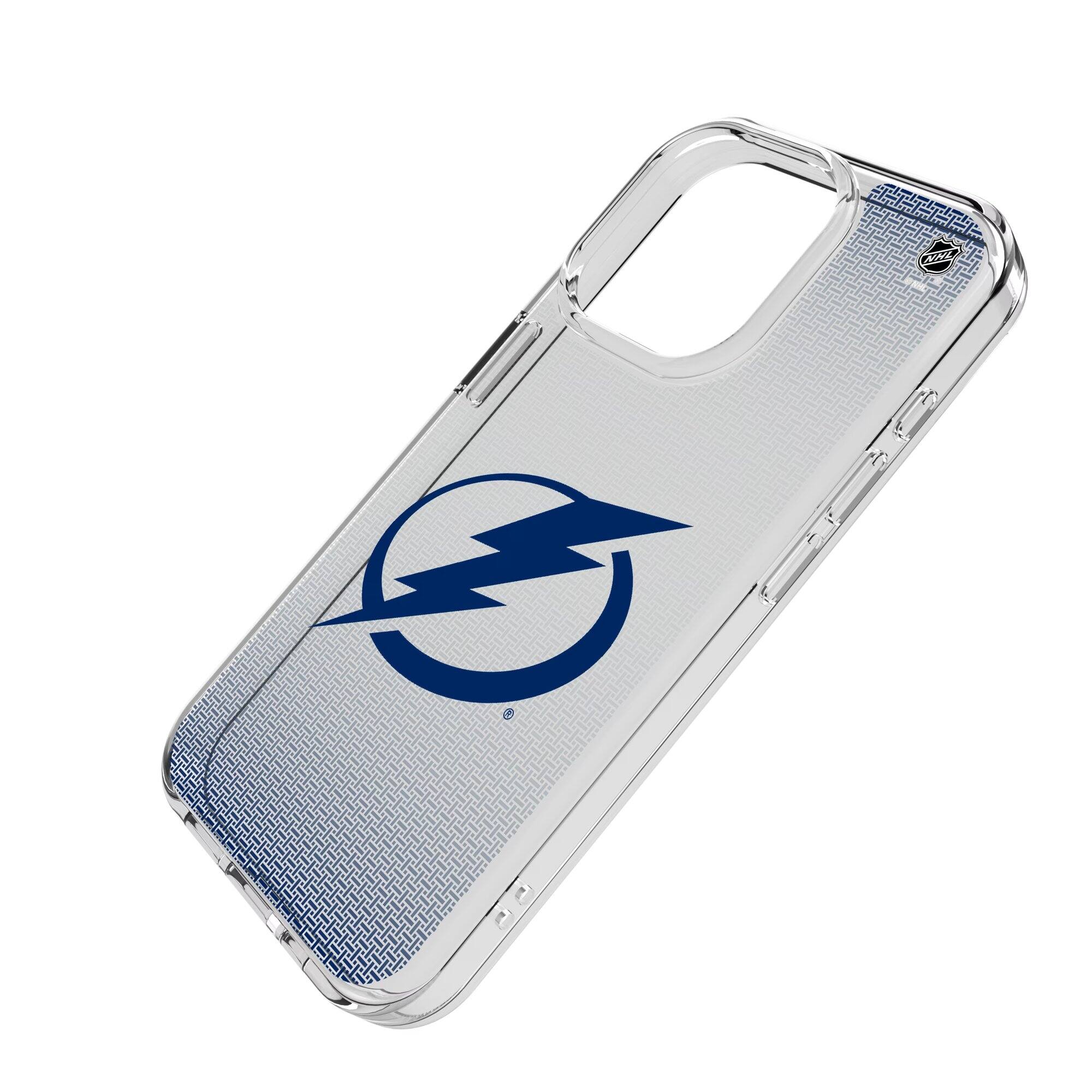 Alt View 1. Keyscaper - Tampa Bay Lightning Linen Logo iPhone Clear Case - 13 Pro Max - Multicolor.
