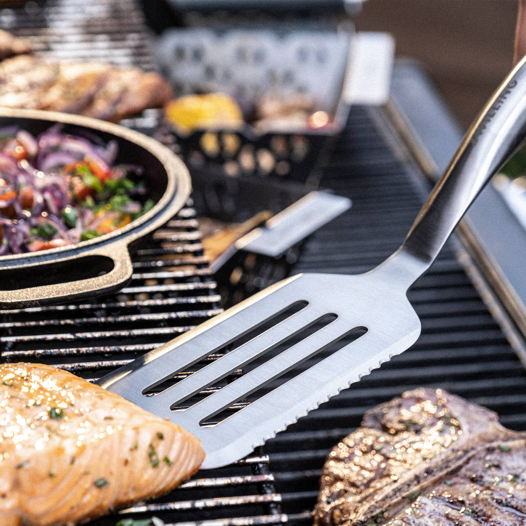 Alt View 3. ZWILLING - ZWILLING BBQ+ 17-inch Triple-Rivet Stainless Steel Grill Spatula with Serrated Edge - Stainless Steel.