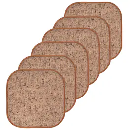 Sweet Home Collection - Broadway Memory Foam No Slip Back 16" x 16" Chair Pad Cushion, 6-Pack - Rust/Brown