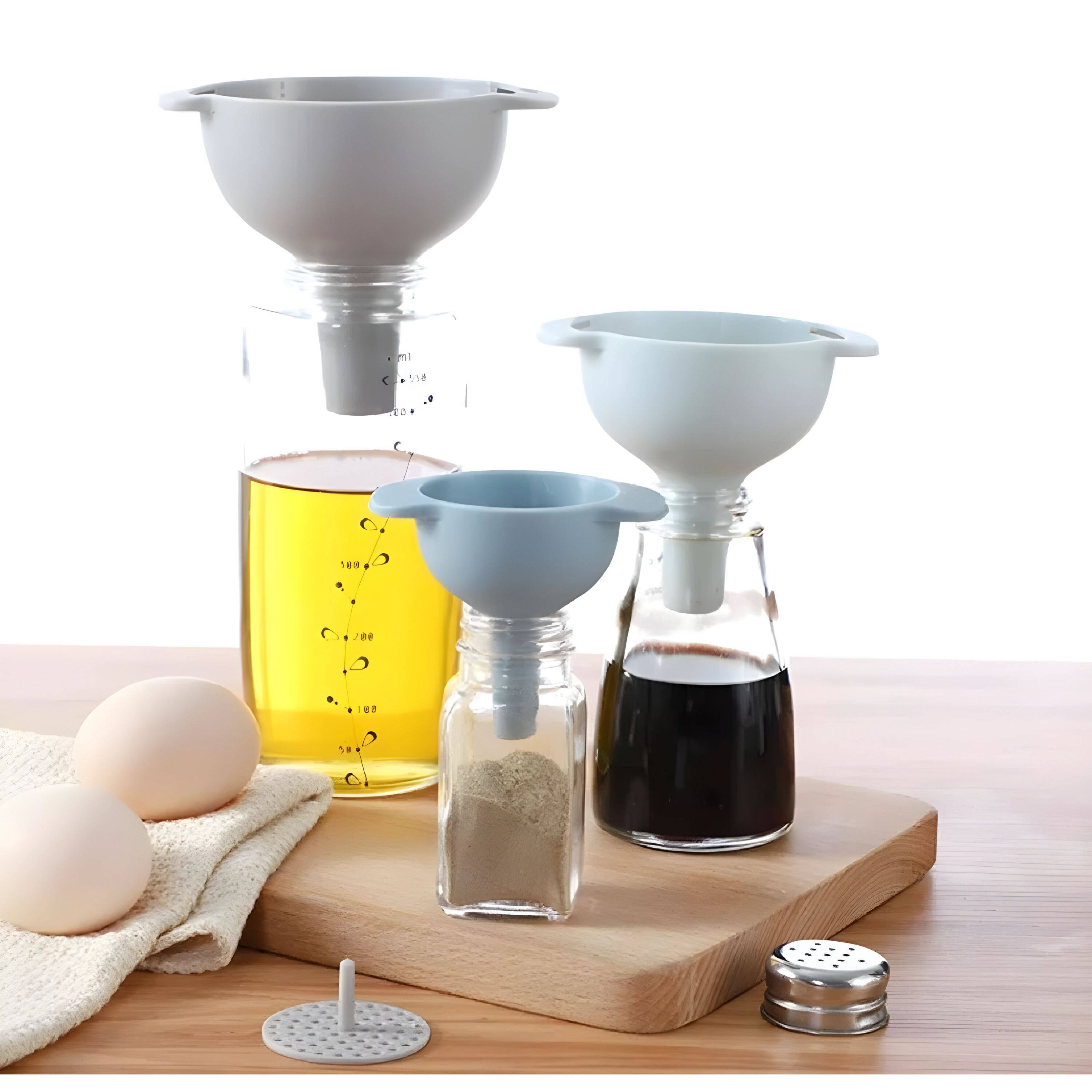 Angle. Kitcheniva - Kitchen Funnel Set With Detachable Strainer - Multicolor.