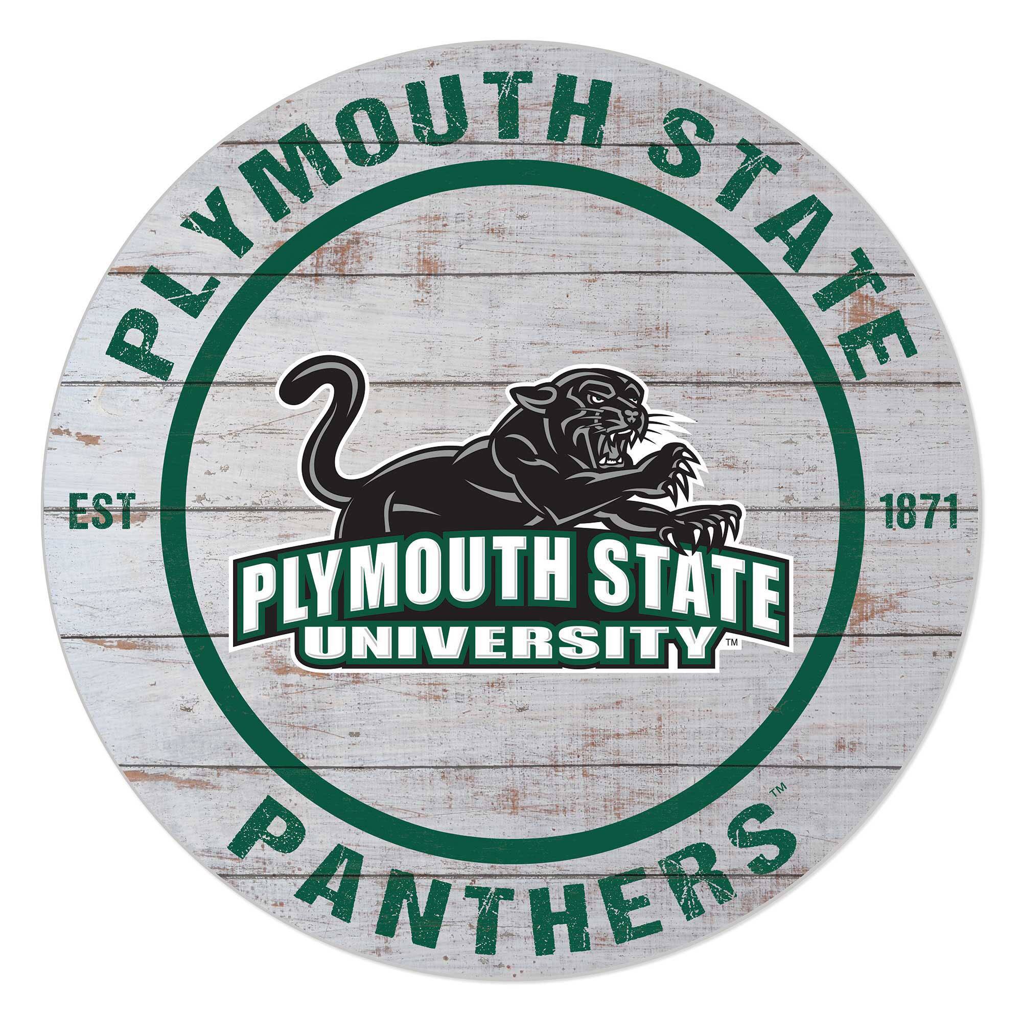 Plymouth State Panthers 20" Indoor/Outdoor Weathered Circle Sign