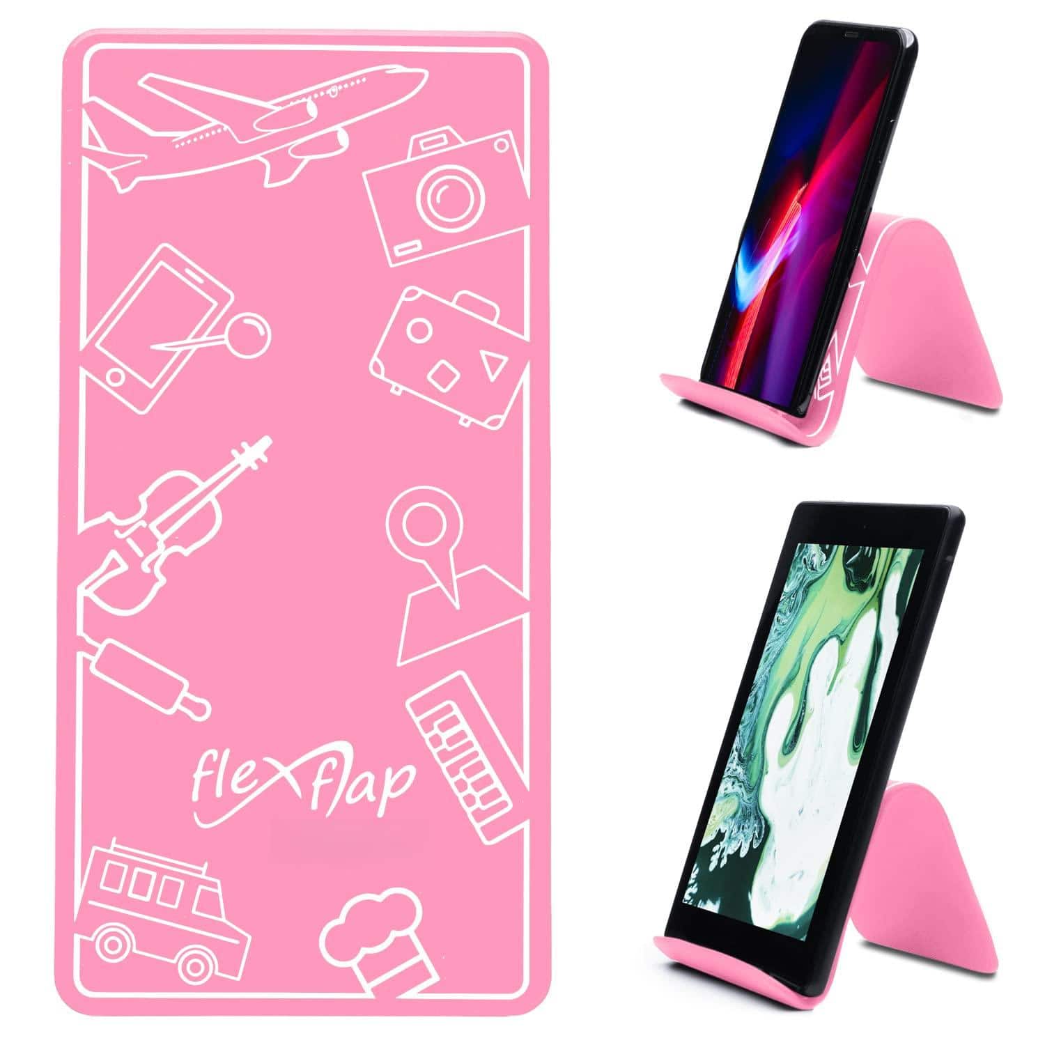 HM 1810 - Airplane Travel For Flying Flex Flap Cell Phone Holder Flexible Tablet Stand Desk Bed Treadmill Home In - Pink Silicone