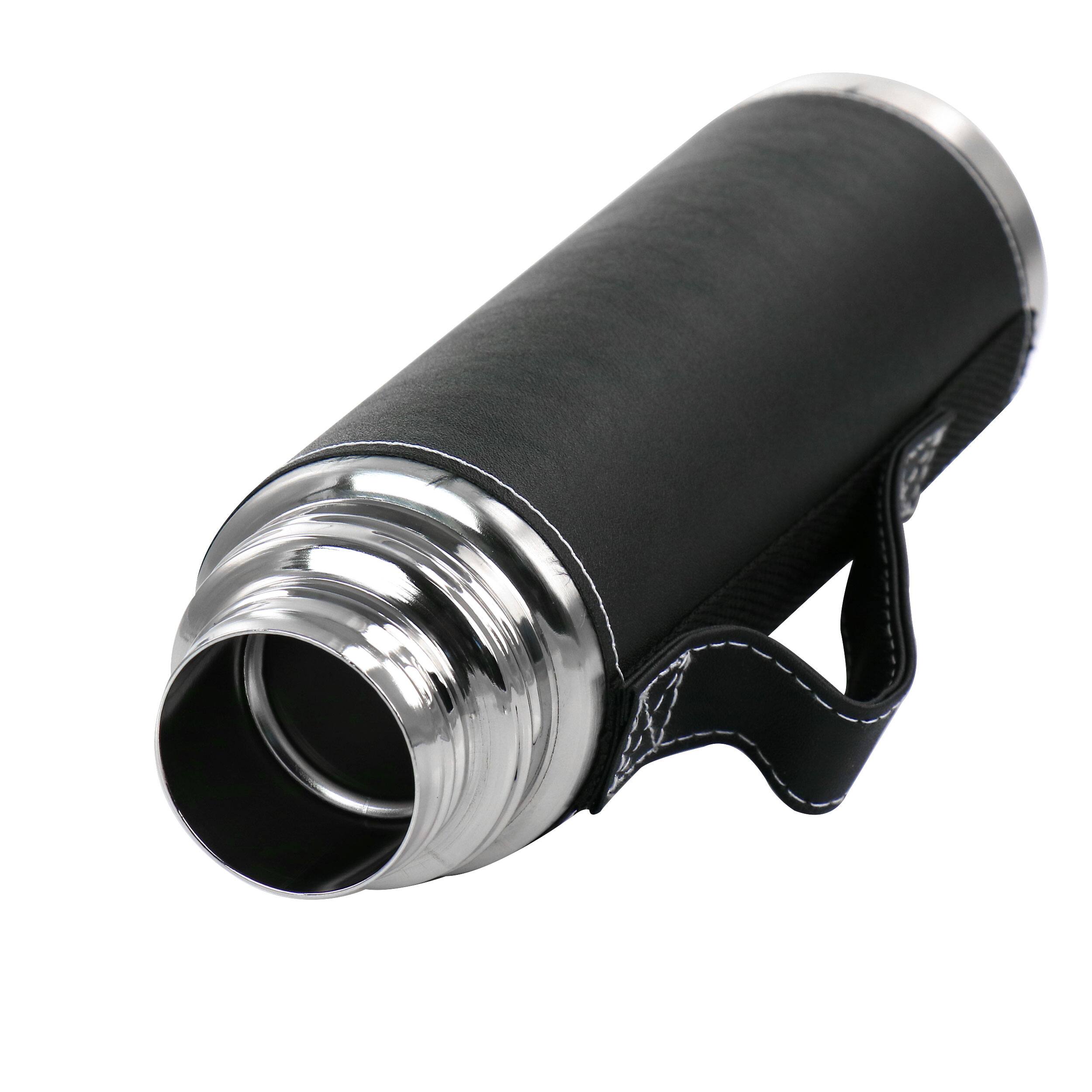 Alt View 3. Mr. Coffee - Mr. Coffee 23oz Stainless Steel Thermal Travel Bottle in Leatherette - Black.