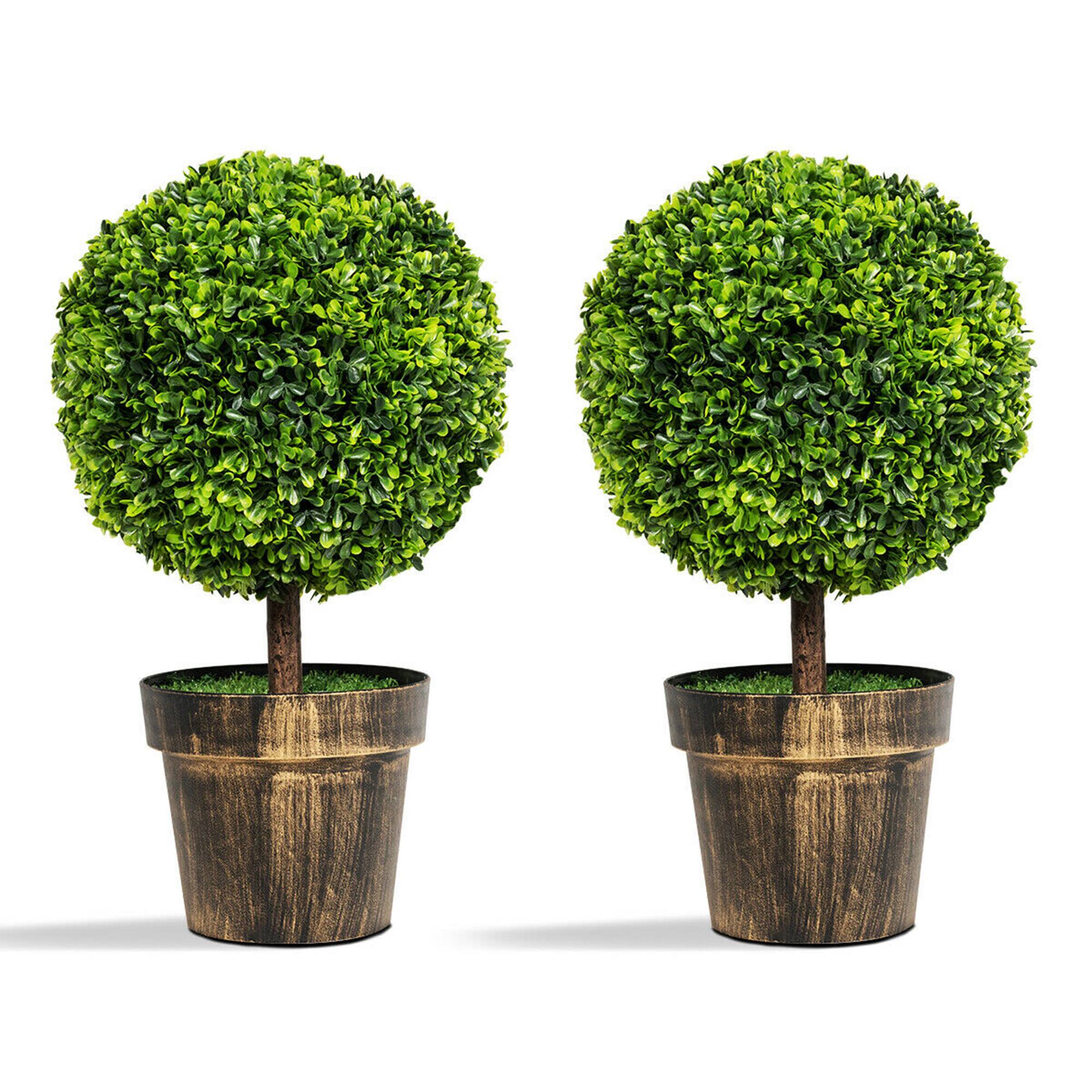 Alt View 3. Gymax - Gymax 2PCS 22'' Artificial Topiary Ball Tree Fake Boxwood Plant Home Office Decor - Green.