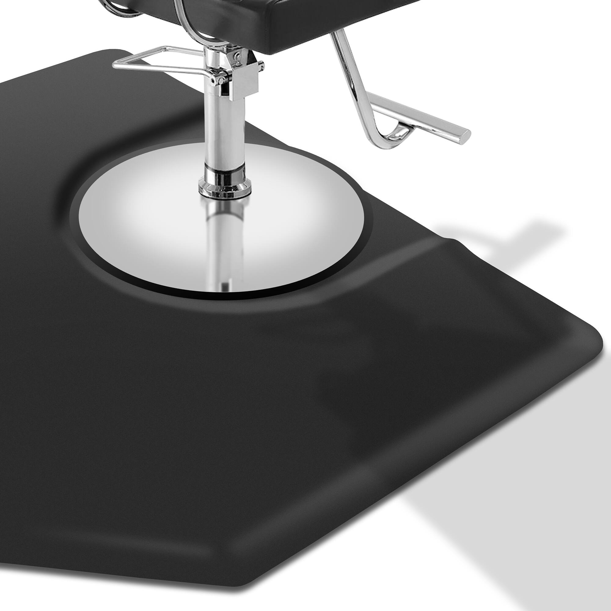 Alt View 2. Saloniture - Hexagonal Anti-Fatigue Salon Barber Chair Floor Mat - Black.