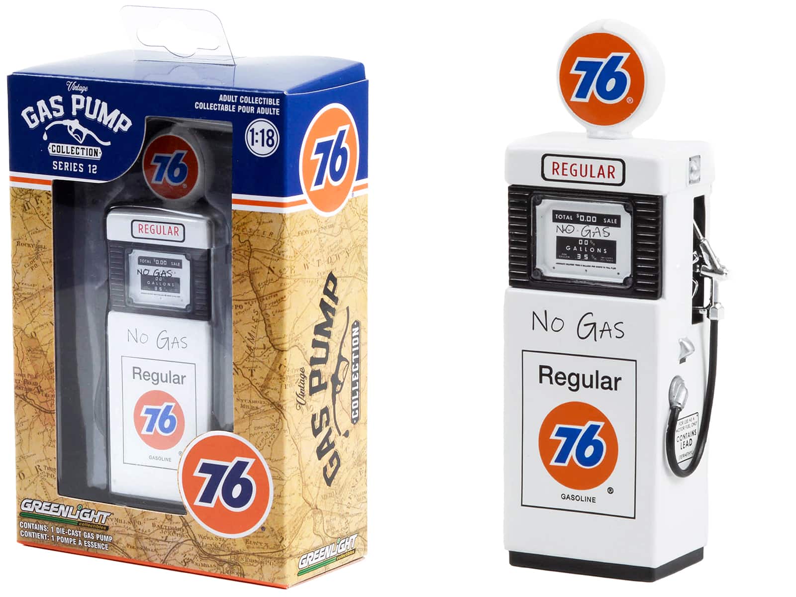 "1951 Wayne 505 Gas Pump ""Union 76 Regular Gasoline"" White ""Vintage Gas Pumps"" Series 12 1/18 Diecast Model by Greenlight" price history on PriceWatchPro