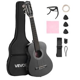 VEVOR - 30-Inch Classical Guitar Starter Kit, Wooden Acoustic Guitar for Beginners, Includes Nylon Strings, Gig Bag, Strap - Black