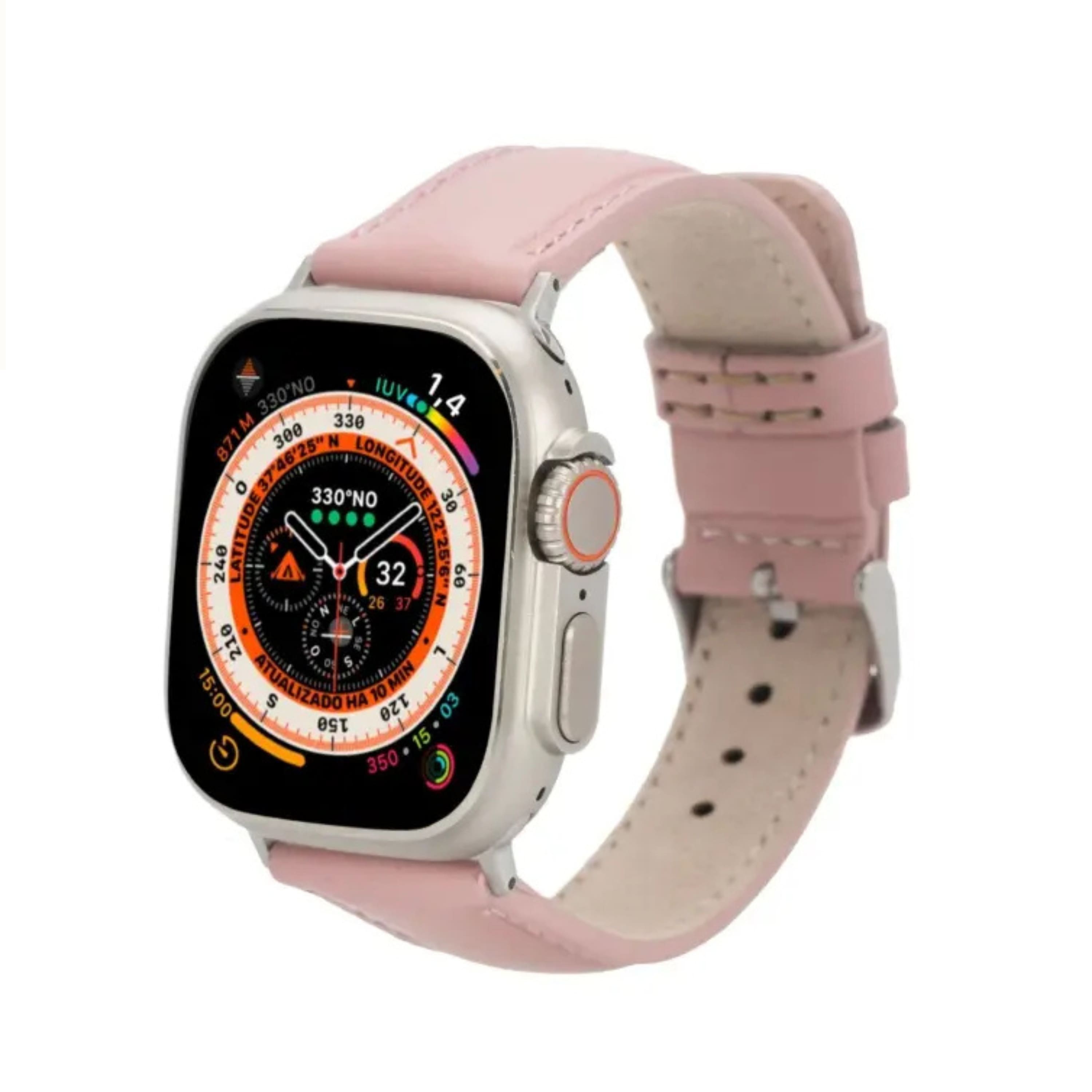 Kitcheniva - Leather Watch Band Compatible With Apple Watch Ultra Series 8 7 And SE 42mm to 49mm - Pink