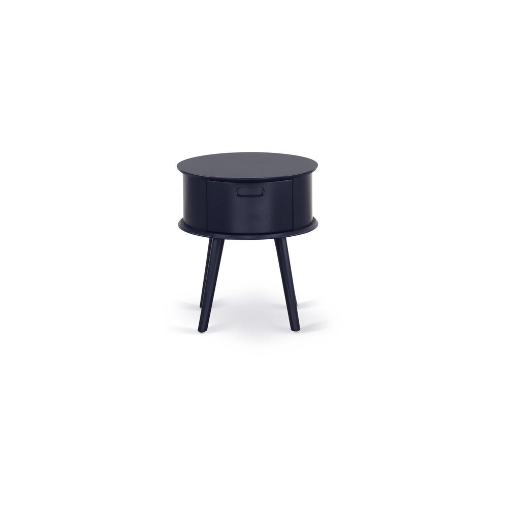 Back. East West Furniture - Night Stand Navy Blue - Brown.