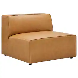 Mingle Vegan Leather Armless Chair by Modway - Tan